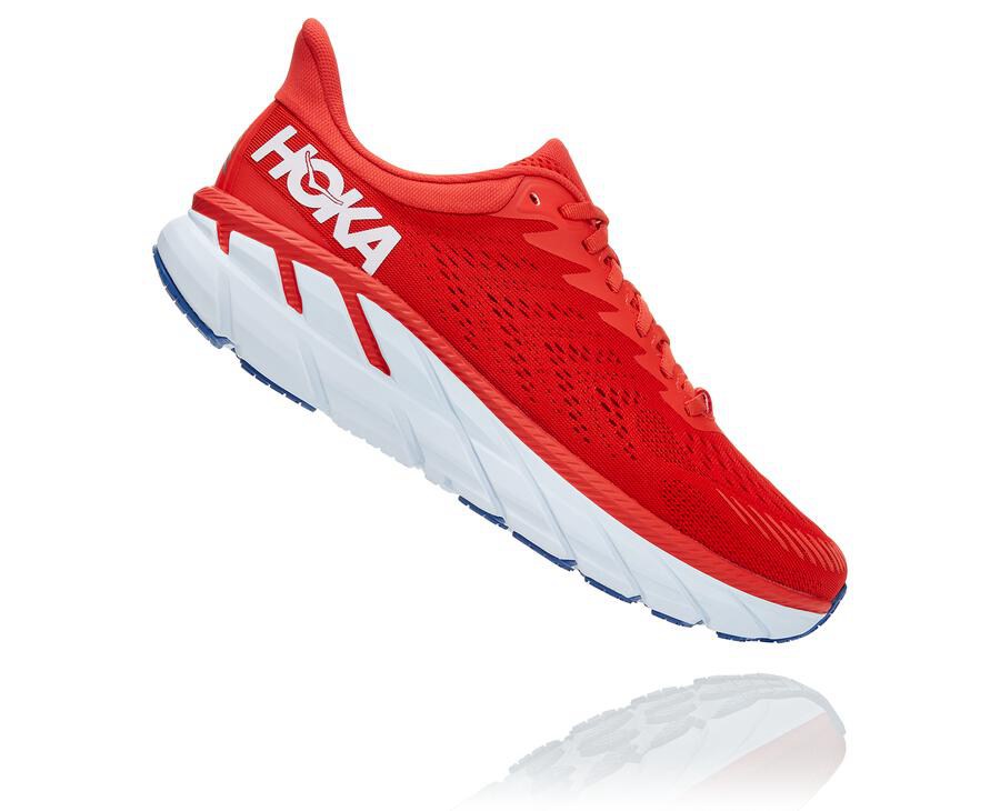 Tenis Hoka One One Hombre Rojos/Blancos - Clifton 7 - EQJH86329